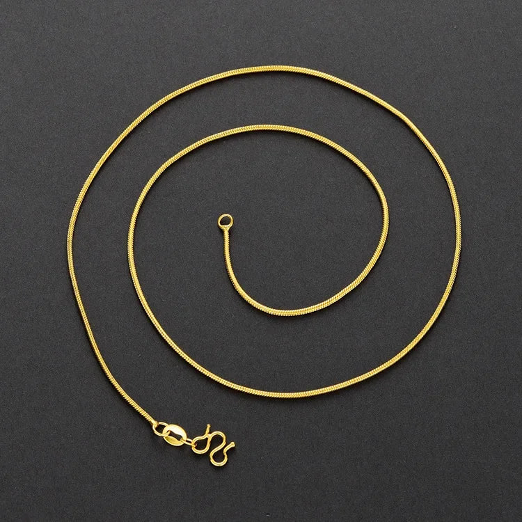 Real 14K Gold Color Necklace Chain for Women's Clavicle Chain Neck Collare for Girlfriend Fashion Birthday Jewelry Gift Not Fade