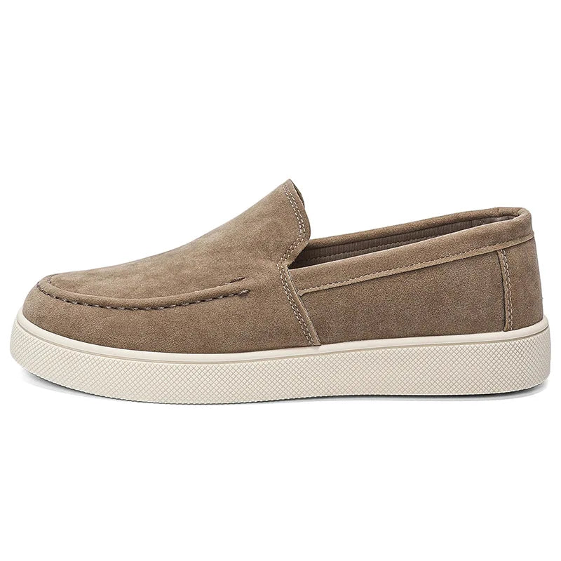 Men's Suede Slip-On Loafers Casual Fashion Bean Shoes Comfortable Breathable Flat Heel round Toe PVC Outsole Leisure Style