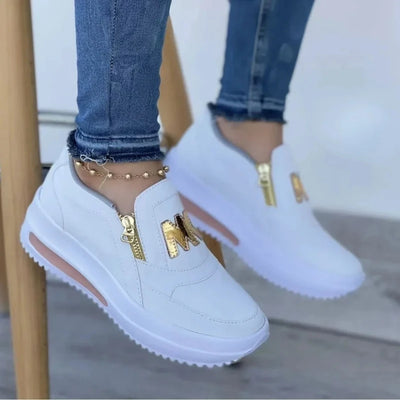 Women's Sneakers Platform Shoes Side Zipper M Printed | SAMAG