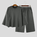 INCERUN Men's Sets Solid Color Oversize 3/4 Sleeve T Shirt Pants Two Piece Streetwear Stylish Casual - View 8 | SAMAG