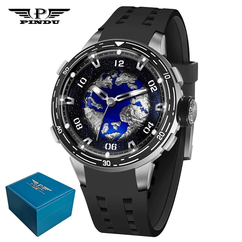 PINDU Design Original New Brand Wristwatches Miyota 8215 Planet Theme Series Mechanical Watch Men's Curved - Visuel 9 | SAMAG