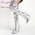 Dancingforce Sexy Long Boots Women Pink Over The Knee High Heels Luxury Design Dance Shoes Stiletto Thigh High Boots