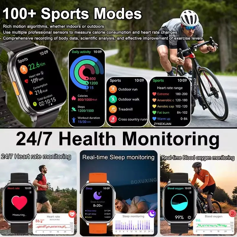 2026New Smart Watch With Camera Men Women Photos Record Video Health Sports Fitness IP68 Waterproof BT Call Recording Smartwatch