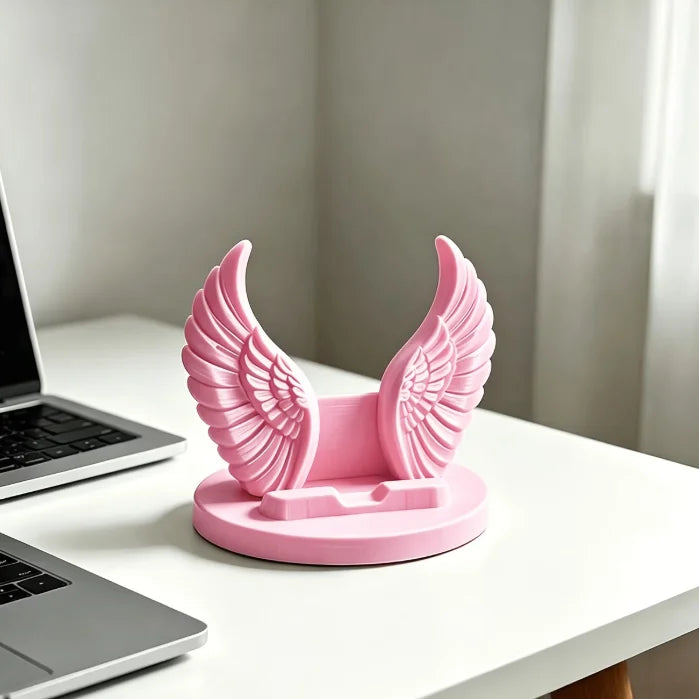 3D Printed Angel Wings Phone Holder, Stable Desktop Stand for All Smartphones, Unique Ornament