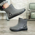 Men's New Short Rain Boots with Elastic Cuff Waterproof Non-Slip Soft Sole Work Rubber Shoes