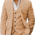 3 piece Linen Summer Men Suits for Wedding Groom Tuxedos 2026 Casual Beach Custom Man Suit Set Jacket Vest with Pants Man Fahion