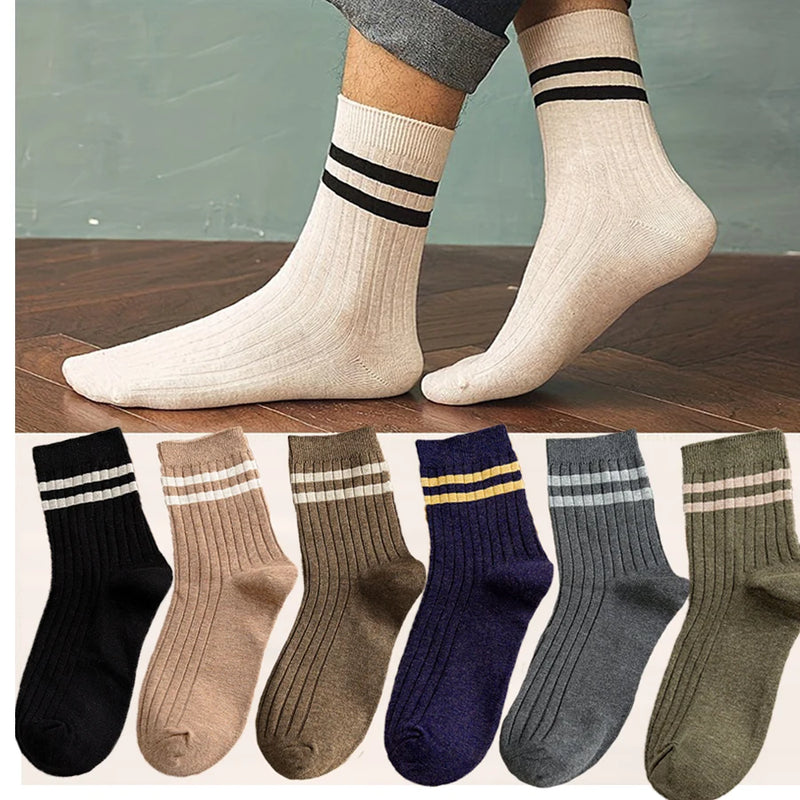 Pairs Men's New Striped Casual Breathable Socks Harajuku | SAMAG