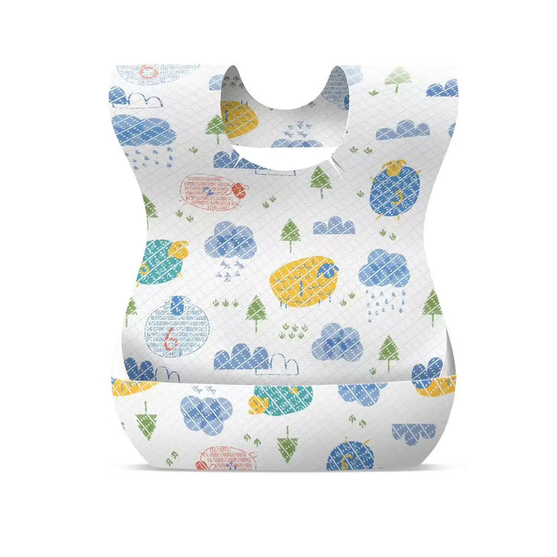 50-Pack Disposable Bibs for Babies Aged 6 Months to 2 Years Cartoon Bear Feeding Bib for Boy Girl Non-woven Drool Towel