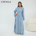 2 Layer Dubai Abaya Muslim Woman Dress Chevron Loose | SAMAG