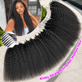 Kinky Straight Miracle Knots Human Crochet Hair 26 28 30 Inches 300g/5Pack Invisible Pre-Separated Feather Crochet Human Hair Extensions For Black Women Natural Black