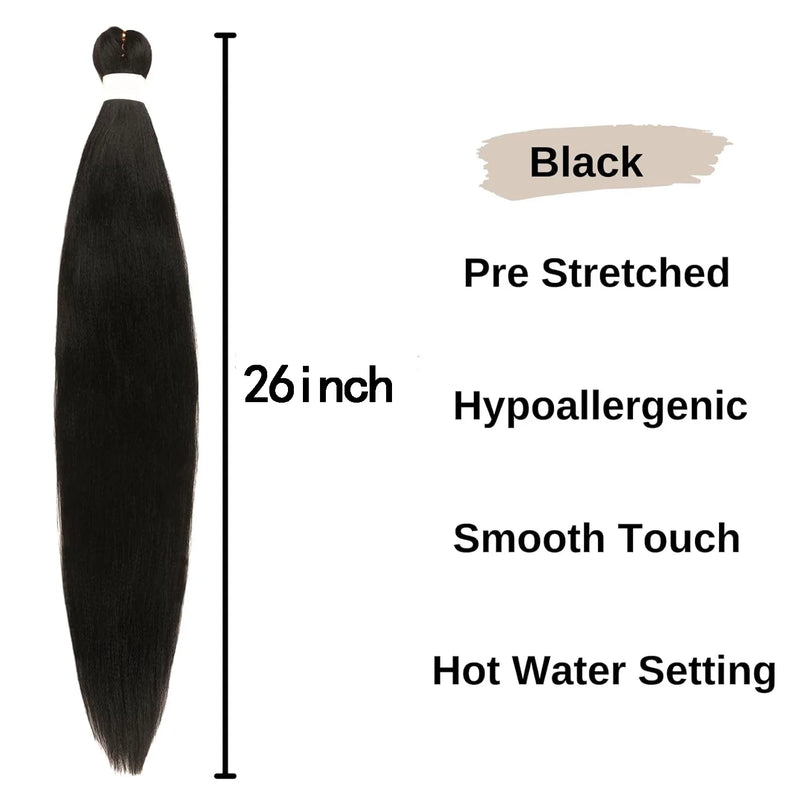Pre Stretched Jet Black Boho Hair for Braiding Synthetic Hypoallergenic Crochet Boho Braids Ez Braid Knotless Curly Deep Wave