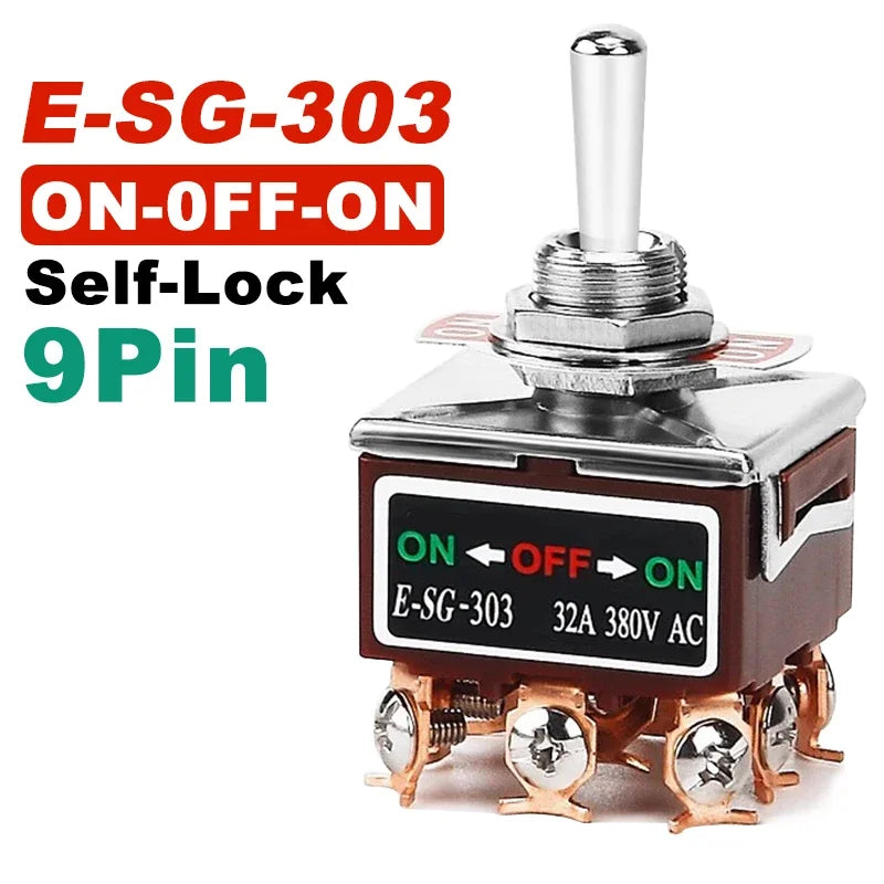 High Current Toggle Switch 2/3/4/6/8/9/12Pin Self Reset/Self-locking Switch Copper Pin 32A 250VAC Push Button Switch