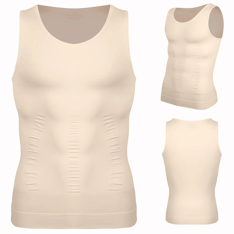 Striped Compression Belt Shaper Vest Men's Tummy Control Sleeveless Top Slim Fit Slimming Elastic Sports Bottoming Underwear New