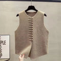 Fashion Cardigan Vest Sleeveless Waistcoat 2025 New Spring O- Neck Solid Button Knitted Women's Clothing Basic Tops
