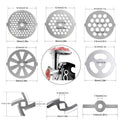 Meat Grinder Pinion Mixer Spare Parts Meat Grinder Knife Stainless Steel Grille for Food Grinder Accessories Kitchen Tool
