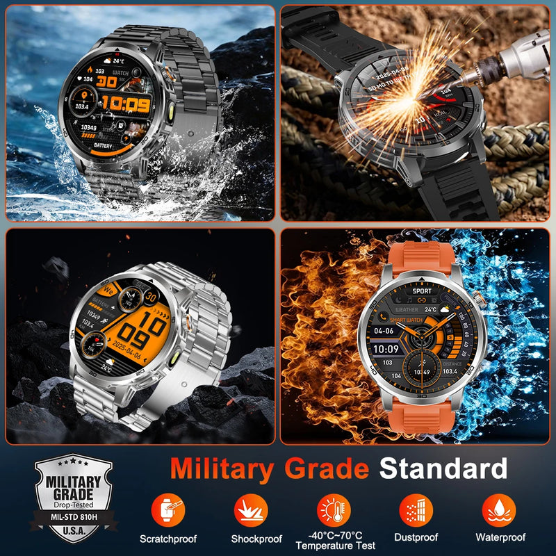 MEVADEN 1.85 inch Steel Smart Watch Men Bluetooth Call Smartwatch Sports Flashlight 1000mAh Health Monitor Watch for Male MD60