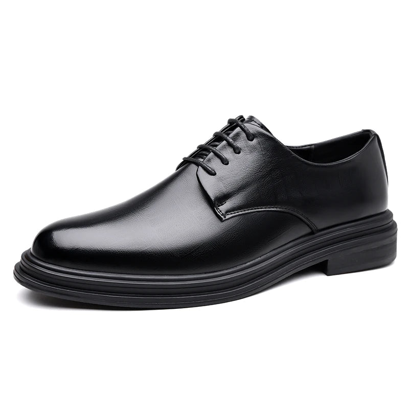 Men's Business Shoes Premium Cowhide Upper Lightweight Breathable Design with Rubber Sole for Office Commute Formal Occasions