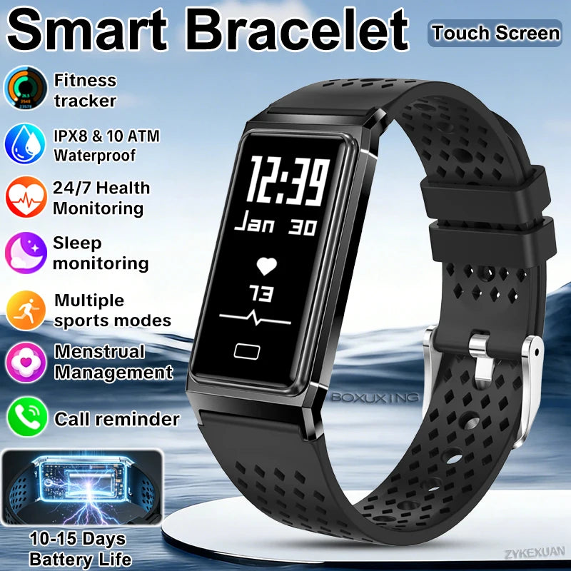 2026 New Smart Bracelet Men Women Sleep Health Monitor Sports Fitness Tracker 10ATM Waterproof 15 Days Battery Life Smartwatches