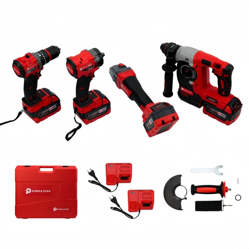 Brushless Electric Tools Screwdriver Hammer Angle Grinder Wrenches Combination Set With 4 Batteries - View 5 | SAMAG