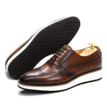 Men's Real Leather Oxford Shoes Classic Wing Tip Toe Lace-Up Handmade Comfortable Casual Sneakers for Business Office