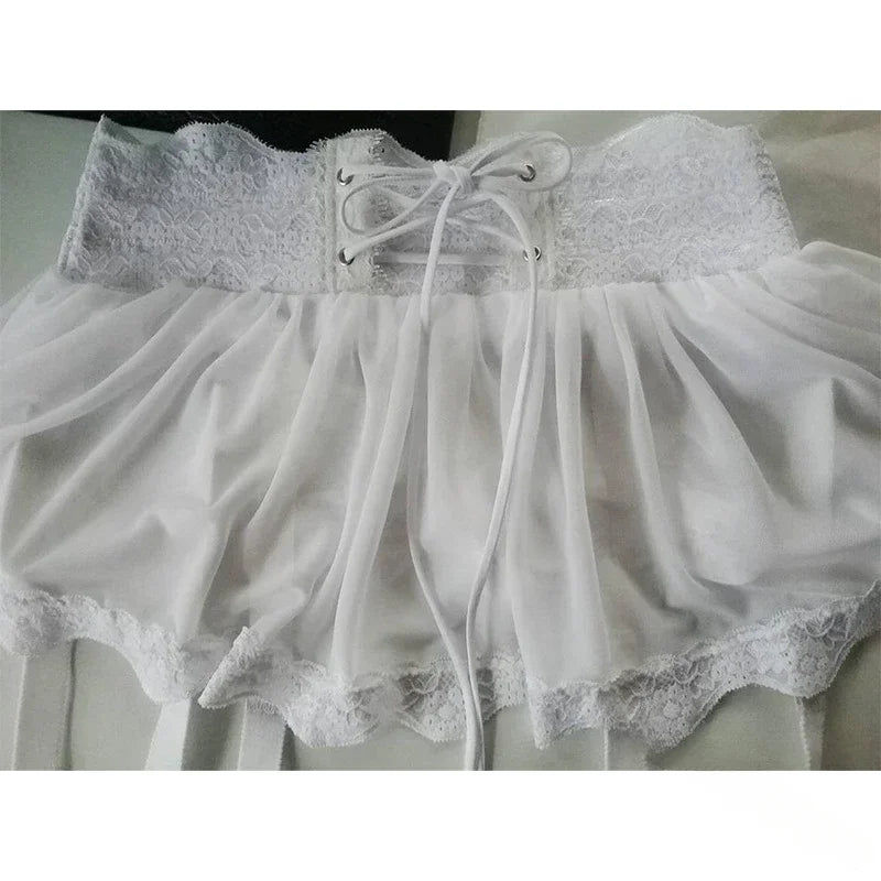 Erotic Lingerie Sexy Cosplay Uniform Ladies Short Mini Skirts Women's Sexy Lace Dress Babydoll Hanging Clip Fun Skirt