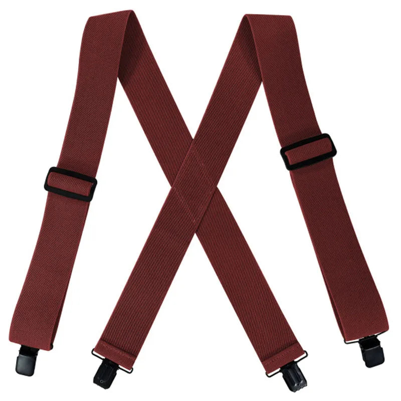 Heavy Duty Suspenders Big and Tall with 4 Clips Belt Loop X Back 5cm Wide Work Braces Adjustable Elastic for Men Women Fashion
