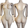 Sexy Crotchless Lingerie For Women Fishnet Teddy Bra Set Erotic Costumes Stretch Mesh Hollow Bodystockings Female Underwear Sets