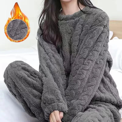 Autumn Women Solid Warm Sets Thicken Velvet Ribbed Fleece | SAMAG