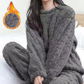 Autumn Women Solid Warm Sets Thicken Velvet Ribbed Fleece | SAMAG