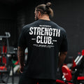 STRENGTH CLUB Oversized Loose Running T-Shirts Mens Gym Fitness Sports Half Sleeve T Shirt Training Bodybuilding Clothing Tee
