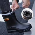 Short tube rain shoes for men, waterproof and anti slip, mid tube water shoes, rainy day delivery riders, low cut work rubber ra
