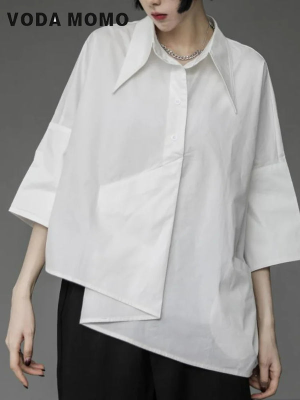 Y2K Women Streetwear Loose Summer Tops Academic Irregular - View 5 | SAMAG