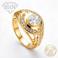 925 Silver 18K Gold Plated Luxury Twisted Zircon Ring Women Fashion Party Favor Accessories Jewelry