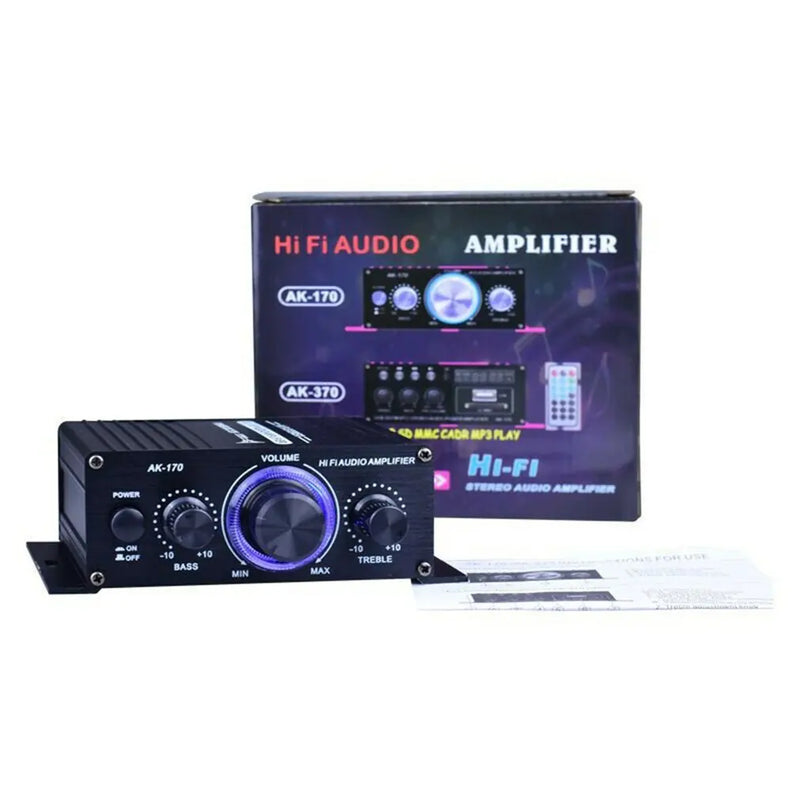 AK170 Power Amplifier Audio Karaoke Home Theater 12V Mini Amplifier 2 Channel Bluetooth Class D Amplifier USB Input Dropshipping