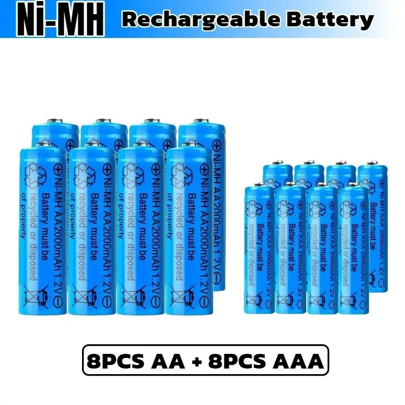 AA AAA 2000mAh 1.2V 1-60 Pcs Battery Rechargeable 2A 3A Ni-MH Batteries with Quick Charger for Toys Mouse Keyboard Flashlights