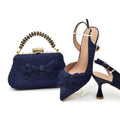 New Arrival Shoes for Women High Heel Rhinestone Paired with Handmade Petal Pointed-Toe Italian Shoes and Bags Matching Set