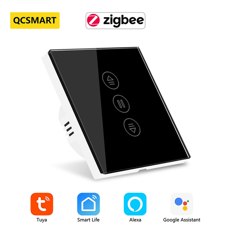 Tuya Smart ZigBee 3.0 EU Curtain Blinds Touch Switch for Electric Roller Shutter motor Google Alexa Voice Control Home Automatio