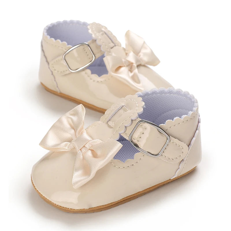 Spring and Autumn Baby Apricot Princess Shoes 0-12 Months Non-Slip Soft Sole Walking Shoes