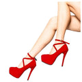 Women Pumps Sexy Cross Strap Stripper Pole Dance High Heels 14cm Shallow Round Toe Platform Stiletto Elegant Party Wedding Shoes