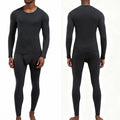 2 Pcs/Set Long Sleeve Thermal Underwear Men Dralon Velvet Fabric Long Johns Pants Front Open Winter/Autumn Warm Suit Solid Color