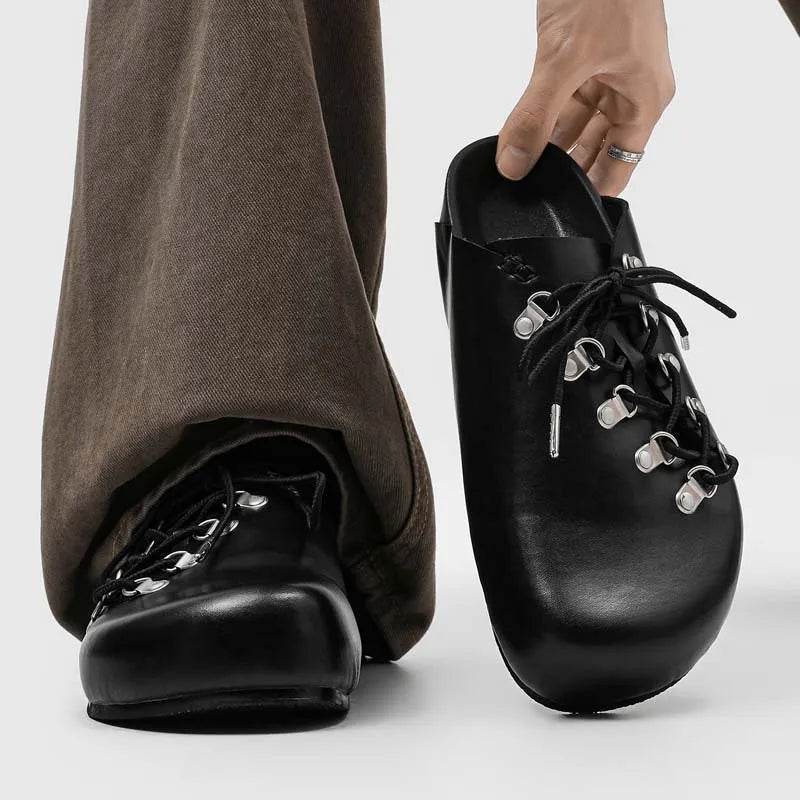 Mens Leather Loafers Non Slip Walking Flats Light Breathable Outdoor Slip on Casual Shoes for Male Work Office Driving Sneakers