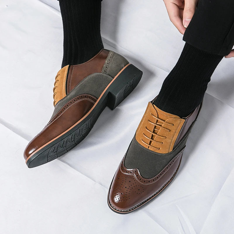 Retro Oxfords Shoes Men Classic Men's Dress Shoes Casual Business Social Brogues Shoes For Wedding