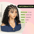 Cornrow Braided Curly Hair Wig Deep Wave Synthetic Hair Wigs with Baby Transparent 13x6 Lace Frontal 16in Hair Fits Black Women