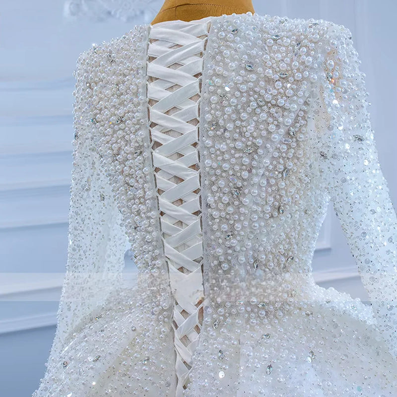 Customized Ball Gown Princess Wedding Dresses O - Neck Long - View 4 | SAMAG