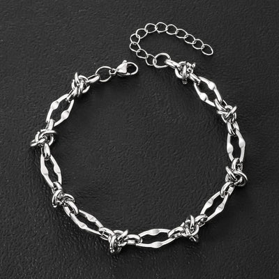 Stainless Steel Water Proof Bracelet for Men Women Irregular Chain Link with Knot Adjustable Extension Trendy Jewelry | SAMAG