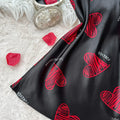 Valentine's Day Red Lip Print Satin Slip Nightdress V | SAMAG