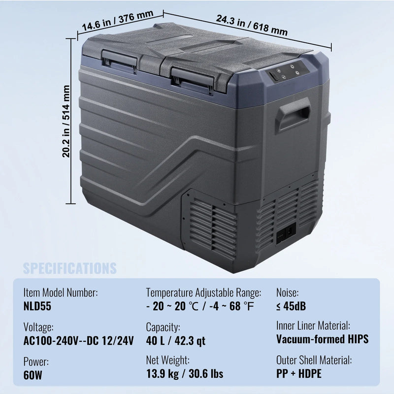 【Premium】Succebuy Car Refrigerator Dual Zone Port le Freezer Car Refrigerator Fridge Adjust le Range 12/24V DC and A Compressor