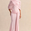Elegant Mermaid Evening Dress Draped Detachable Cape | SAMAG
