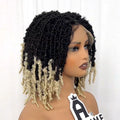 Dreadlocs Wigs Short Box Braided Wigs Synthetic 9x6 Lace Closure Wig Ombre Butterfly Twisted Locs 12inch for Afro Men/ Women