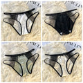 Lingerie Low Waist Underwear for Women Bow Transparent Sweet Lace Panties Hollow Mesh Satin Silk Briefs Girl
